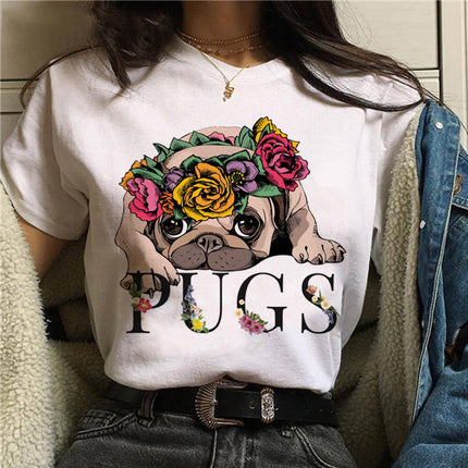 Pet Dog Cartoon Print Round Neck Short Sleeve T-Shirt – Comfortable & Stylish | PetPexi