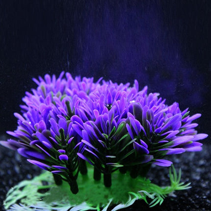 10cm Purple Round Grass Aquarium Decoration – Eco Plastic & Plaster Base | www.petpexi.com