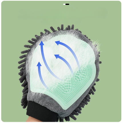 Pet Bathing Brush 2-in-1 Grooming Glove – Dual-sided Brushing, Massaging & Drying Tool | Petpexi