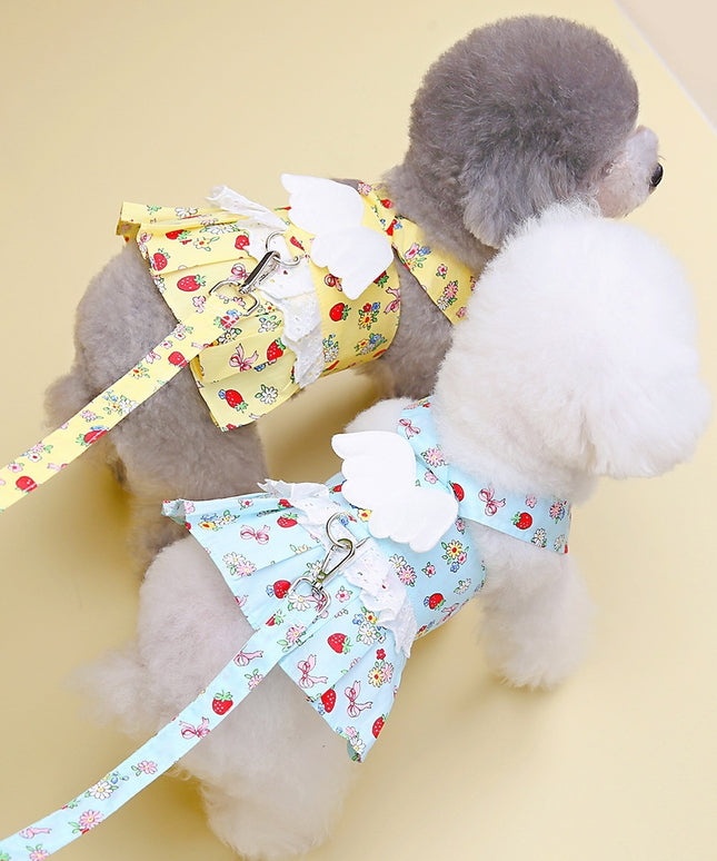 Princess Dog Dress with Leash Buckle – Cute Cotton Pet Outfit | Petpexi