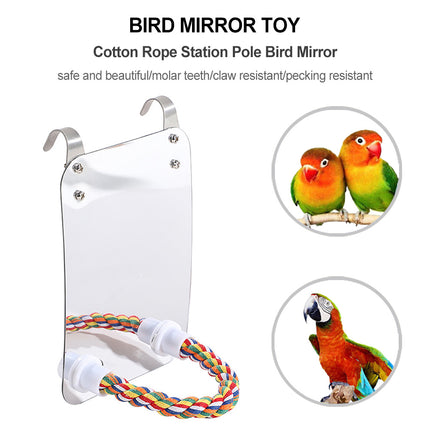 Parrot Toy Acrylic Bird with Mirror – Fun and Safe Bird Accessory