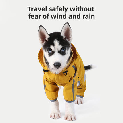 Reflective Waterproof Dog Raincoat With Hood & Leash Hole – Lightweight All-Weather Jacket | Petpexi