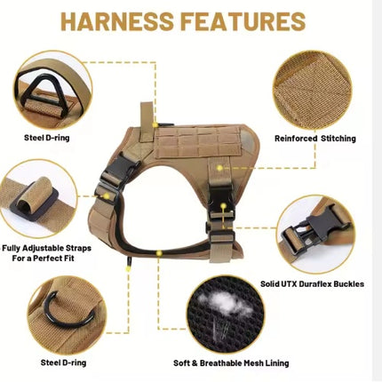 Tactical Service Dog Harness Vest – Adjustable Reflective No-Pull | Petpexi