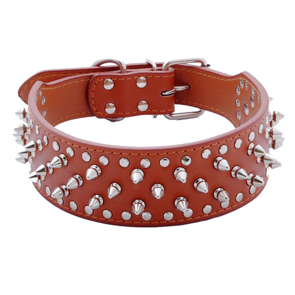 Large Dog Punk Rivet Collar – Durable PU Leather Pet Collar | Petpexi