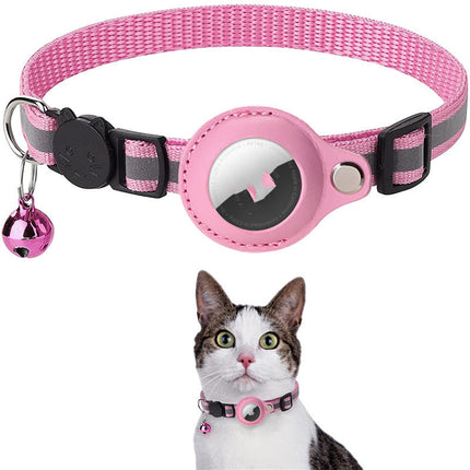 Reflective Nylon Collar with Waterproof Airtag Holder for Cats & Dogs – Adjustable Pet Tracker Protective Case