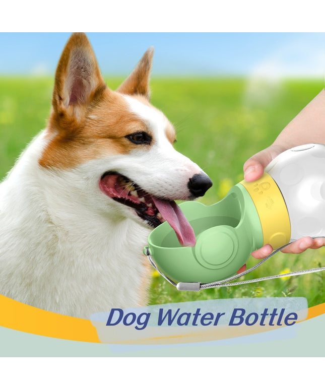 2-in-1 380ml portable dog water bottle and food feeder – BPA-free travel cup for small pets in green, pink, and white from www.petpexi.com

