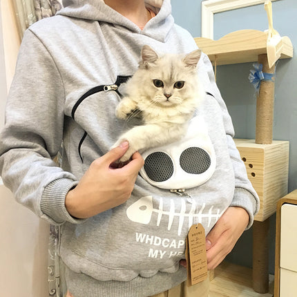 Women’s Hoodie Sweatshirt with Cat Carrier Pocket – Small Dog & Cat Pullover