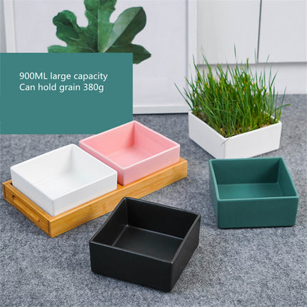 Luxury Ceramic Pet Food Bowl – Elegant Square Dish for Dogs & Cats | Petpexi