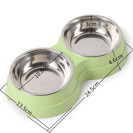Double Pet Bowls – Stainless Steel Food & Water Feeder for Dogs & Cats | Petpexi