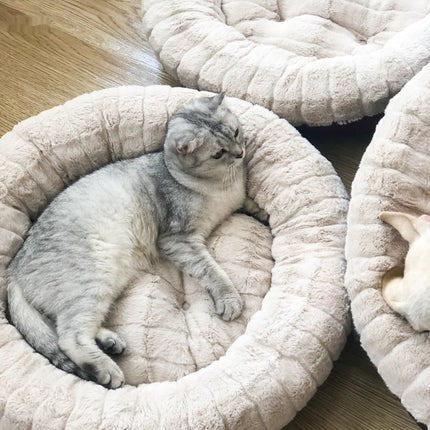 Plush Dog Bed Round Nest for Autumn & Winter – Cozy Cat & Puppy Mat