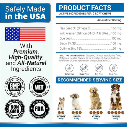 2-Pack Omega 3 Fish Oil for Dogs | Skin & Coat Supplement, Allergy Support, Anti-Shedding, Dry & Itchy Skin Relief | Salmon Oil | Shiny Coat | 340 Chews