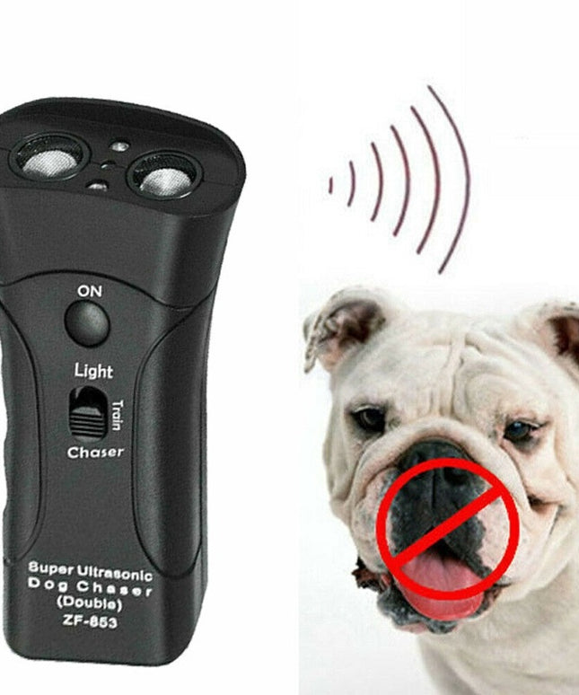 3-in-1 Ultrasonic Dog Training Device with LED Flashlight – Anti-Bark & Repeller