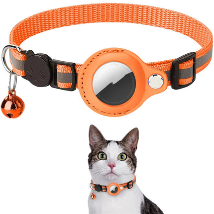 Reflective Nylon Collar with Waterproof Airtag Holder for Cats & Dogs – Adjustable Pet Tracker Protective Case
