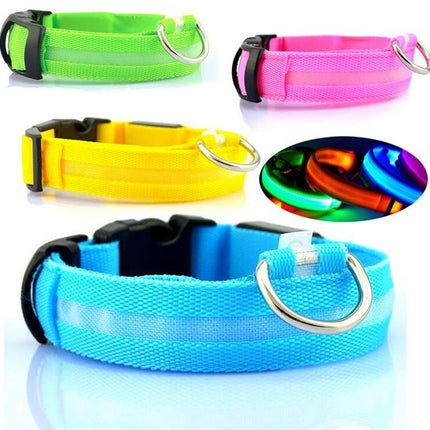 Nylon LED Luminous Dog Collar – Night Safety Flashing Glow Adjustable Pet Collar | Petpexi