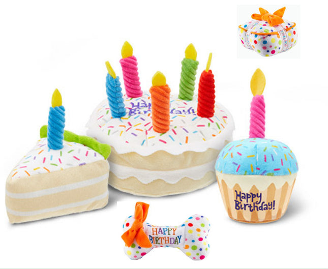 Pet Supplies Plush Toy Dog Birthday Gift – Interactive Squeaky Cake & Bone Toys | www.petpexi.com