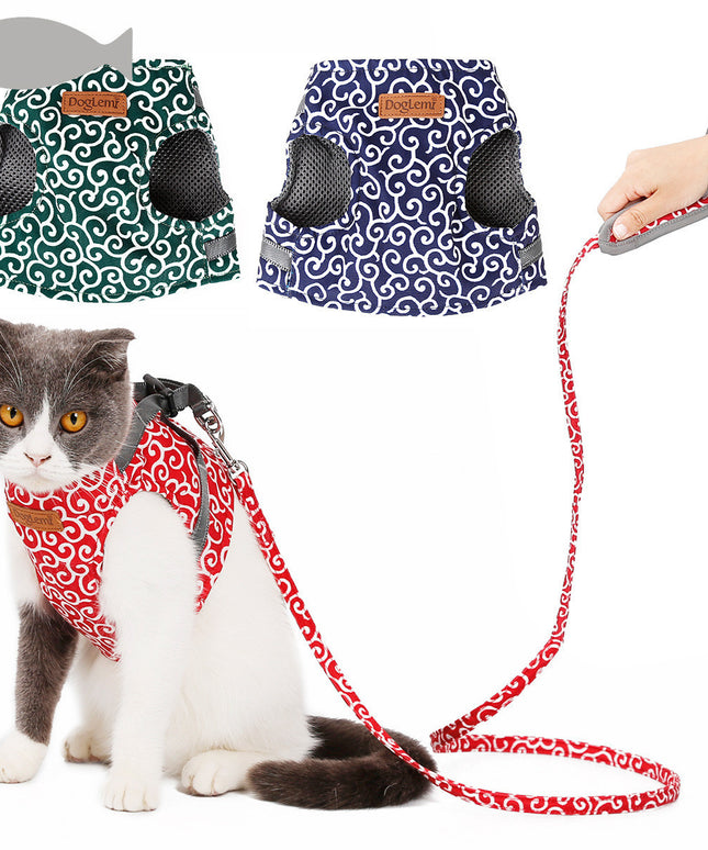 Japanese Style Cat Vest Harness with Traction Rope – Adjustable & Durable | Petpexi