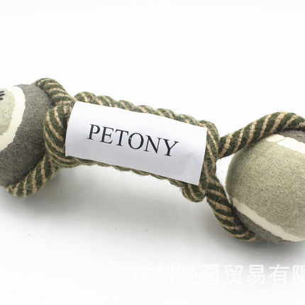 Pet Dumbbell Rope Tennis Ball Chew Toy - Teeth Cleaning | PetPexi