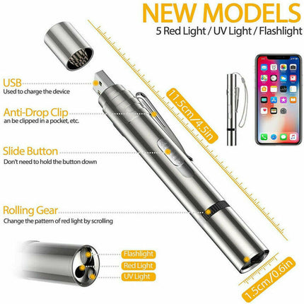 USB Charging Stainless Steel Laser Pointer – 5 Patterns Purple Light Cat Toy | Petpexi