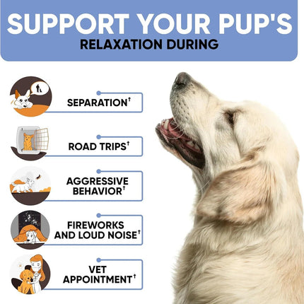 Natural Calming Chews for Dogs with Hemp Oil & Valerian Root – Anxiety Relief for All Breeds – 180 Beef Flavor Chews – Fast & Free Shipping at www.petpexi.com