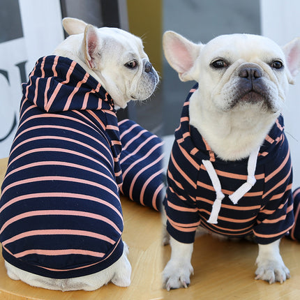 Striped Pet Hoodie for Dogs & Cats – Cozy Polyester Sweater with Hood