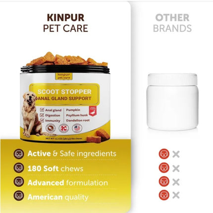 Scoot Stopper Soft Chews for Dogs – Anal Gland & Digestion Support with Pumpkin, Psyllium Husk – 180 Chewables | Fast & Free Shipping at www.petpexi.com