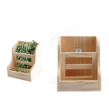 Wooden Grass Rack & Food Box for Rabbit & Chinchilla – Space-Saving, Eco-Friendly Design – Free & Fast Shipping to the USA!
