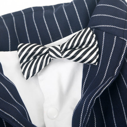 Elegant Striped Bow Tie Suit for Large Dogs – Formal Pet Outfit | Petpexi