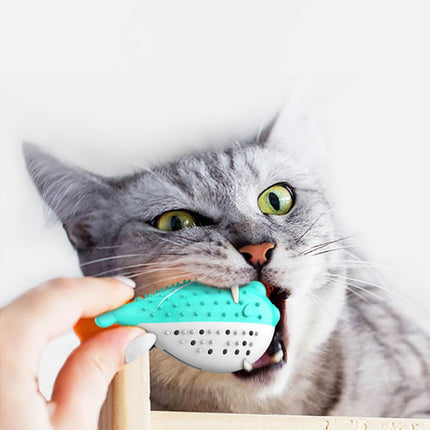 Mint Fish Cat Chew Toy – Silicone Teaser & Tooth-Cleaning Play Toy | Petpexi