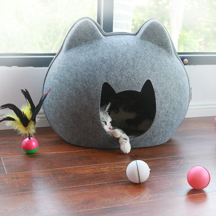 Enclosed Felt Cat Litter House - Cozy Cat Villa | Petpexi
