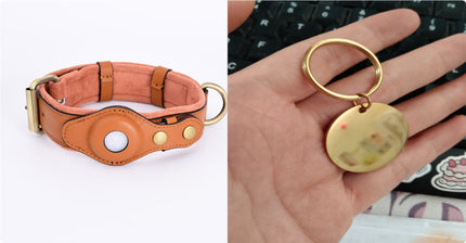 Tracker GPS Protective Case Pet Dog Anti-Lost Collar – Premium Leather AirTag Holder