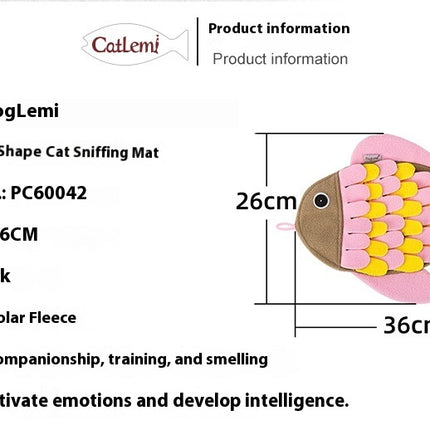 Fish-Shaped Snuffle Blanket Cat Training Toy – Pink Polar Fleece | Petpexi
