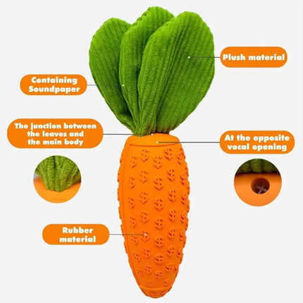 Carrot Dog Chew Toy – Durable Rubber Plush Squeaky Dog Toy for Boredom | www.petpexi.com