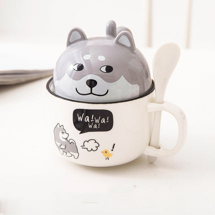 Cartoon Ceramic Mug with Lid & Spoon – Cute Animal Designs | PetPexi