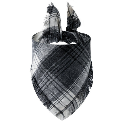Plaid Tassel Triangle Scarf for Dogs – Stylish & Comfortable Pet Accessory | Petpexi