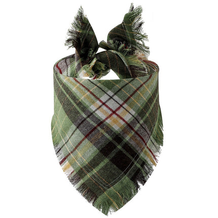 Plaid Tassel Triangle Scarf for Dogs – Stylish & Comfortable Pet Accessory | Petpexi