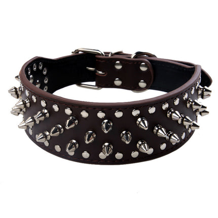 Large Dog Punk Rivet Collar – Durable PU Leather Pet Collar | Petpexi