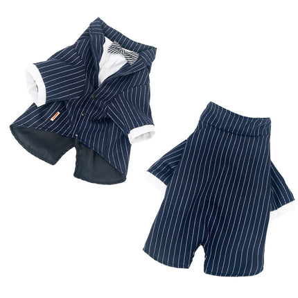 Elegant Striped Bow Tie Suit for Large Dogs – Formal Pet Outfit | Petpexi
