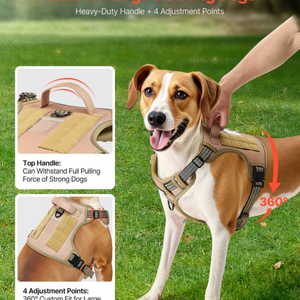 Dog Harness For Large Dogs No Pull Tactical Adjustable Pet Vest - petpexi.com