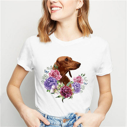 Dog Print T-Shirt – Street Style Round Neck Polyester Tee | PetPexi