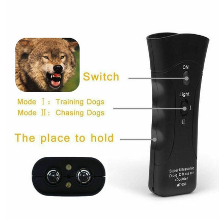 3-in-1 Ultrasonic Dog Training Device with LED Flashlight – Anti-Bark & Repeller