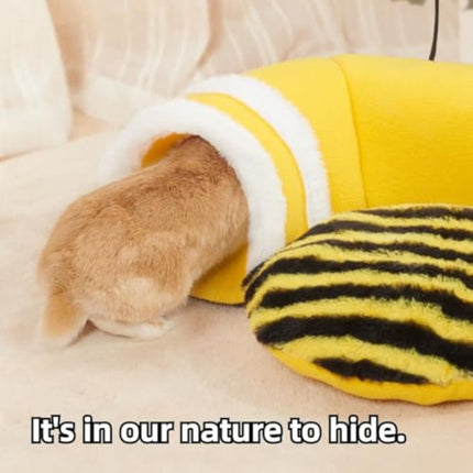 Warm Rabbit Hideout Tunnel Bed – Cute Bee Shape, Soft Removable Guinea Pig Tunnels & Tubes – Sturdy Small Animal Tunnel – Fast & Free USA Shipping!