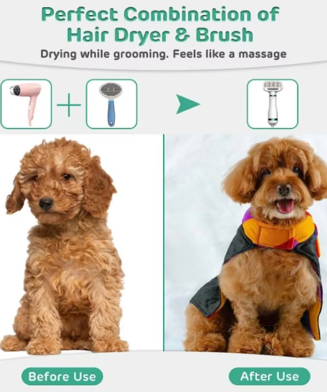 2-in-1 Pet Hair Dryer and Grooming Brush – Slicker & Hair Removal Comb for Dogs & Cats | Petpexi