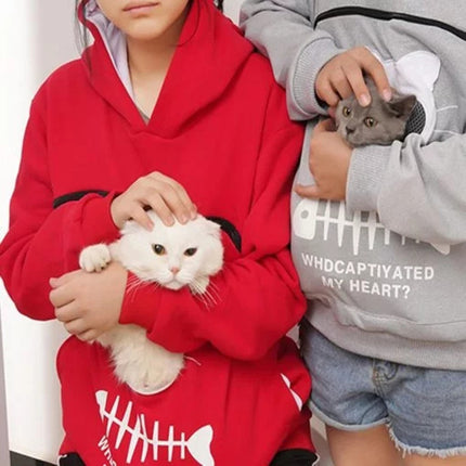Women’s Hoodie Sweatshirt with Cat Carrier Pocket – Small Dog & Cat Pullover