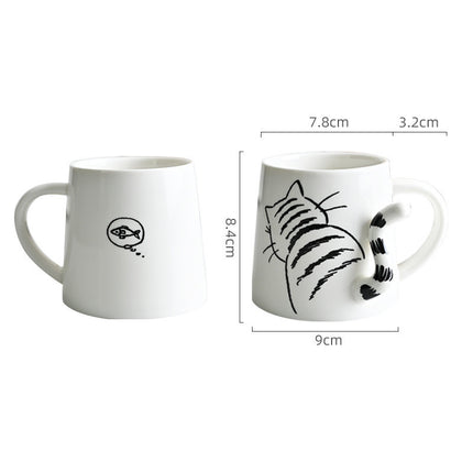 Japanese Creative Cat Ceramic Mug – Cartoon Style with Lid & Spoon | PetPexi
