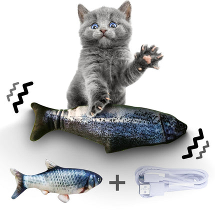 Electric Jumping Fish Cat Toy (No Catnip) – USB Rechargeable Interactive Plush | Petpexi