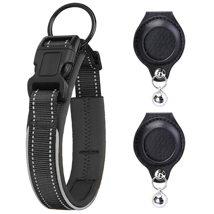 Durable Nylon AirTag Pet Collar with Leather Protective Case – Track Dogs & Cats Safely | petpexi.com