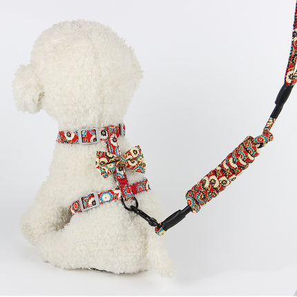 Creative Floral Japanese Style Cat Leash - Adjustable Cotton Leash for Cats - petpexi.com
