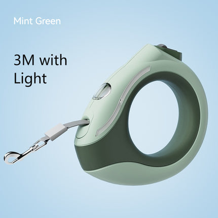 Ring With Light Dog Leash - Automatic Retractable Luminous Pet Leash 3m