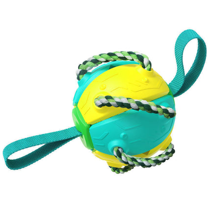 Interactive Dog Football Soccer Ball - Transforming Fetch & Tug Toy