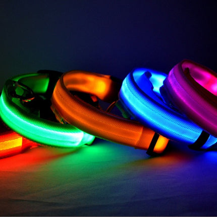 Nylon LED Luminous Dog Collar – Night Safety Flashing Glow Adjustable Pet Collar | Petpexi